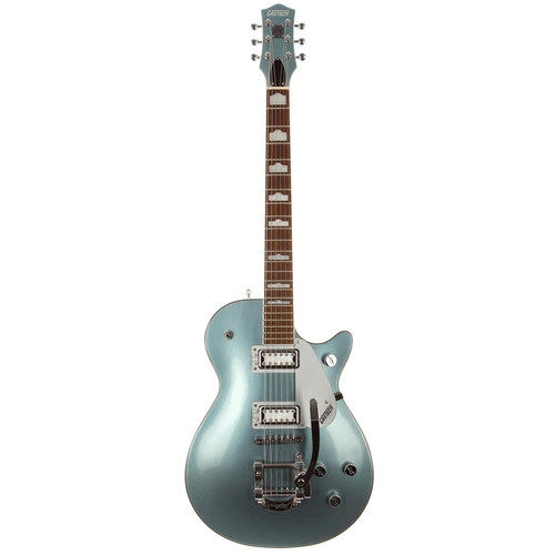 614 - 2023 Gretsch 140th Anniversary G5230T Jet electric guitar, made in China; Body: light blue sparkle t... 