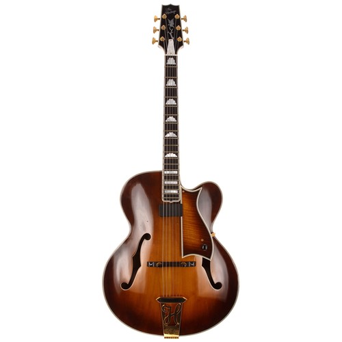 487 - 1997 Heritage Golden Eagle electric archtop guitar, made in USA; Body: tobacco sunburst finished fig... 