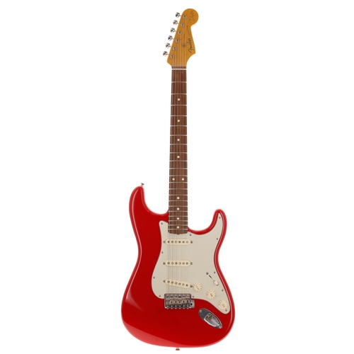 360 - 2012 Fender Mark Knopfler Stratocaster electric guitar, made in USA; Body: Hot Rod red, patch of sma... 