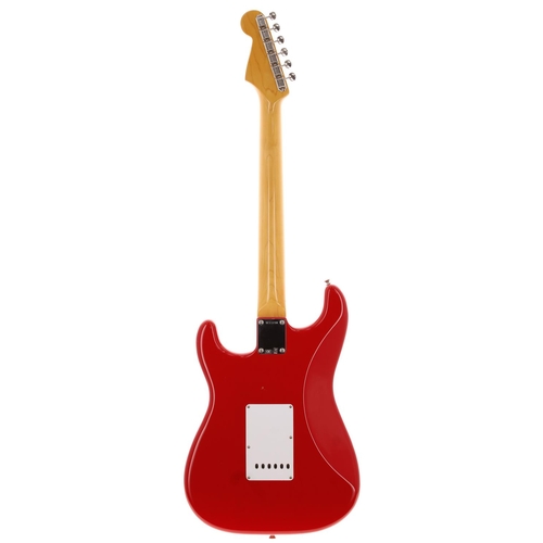 360 - 2012 Fender Mark Knopfler Stratocaster electric guitar, made in USA; Body: Hot Rod red, patch of sma... 