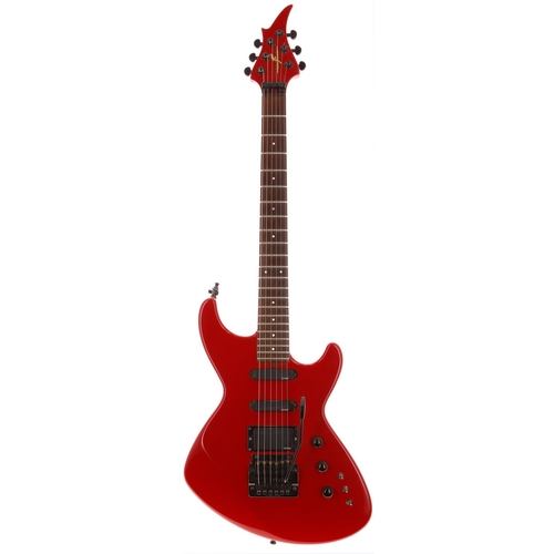 688 - Fingerbone Fury electric guitar, made in England; Body: red gloss finished offset body; Neck: neck t... 