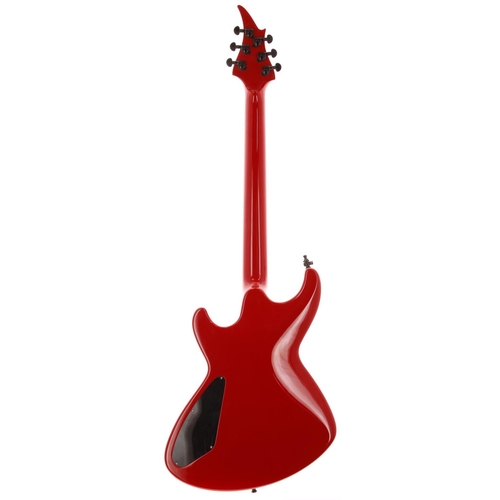 688 - Fingerbone Fury electric guitar, made in England; Body: red gloss finished offset body; Neck: neck t... 