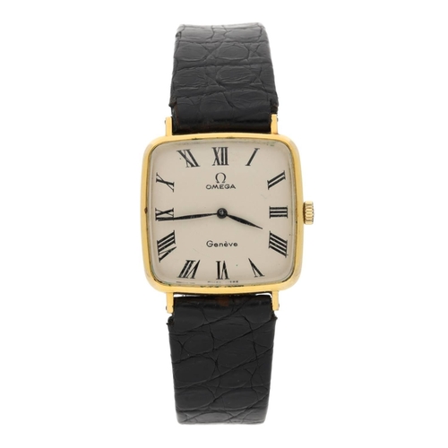 424 - Omega Genève square cased gold plated and stainless steel lady's wristwatch, reference no. 511.415, ... 