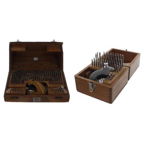 839 - GESco staking set, within a fitted wooden hinged case; together with a further staking set, within a... 