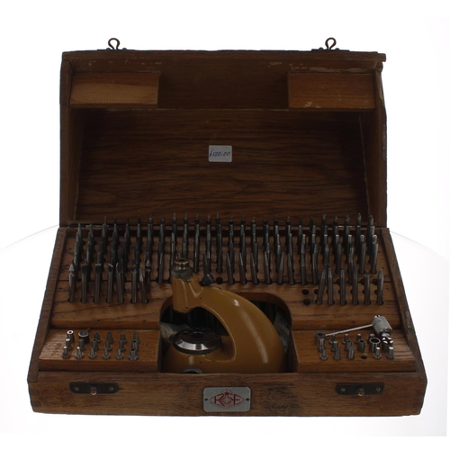 839 - GESco staking set, within a fitted wooden hinged case; together with a further staking set, within a... 