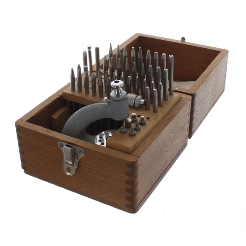 839 - GESco staking set, within a fitted wooden hinged case; together with a further staking set, within a... 