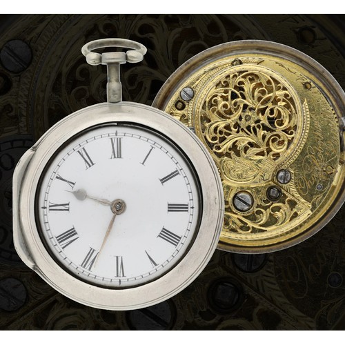 64 - Chas. Robotham, Leicester - English 18th century silver pair cased verge pocket watch, London 1772, ... 