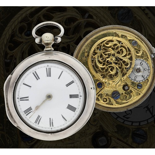 68 - J. Richards, London - English George III silver pair cased verge pocket watch, London 1772, signed f... 