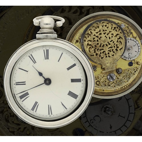 84 - Richard Williamson, London - early 18th century English pair cased verge pocket watch, the deep full... 