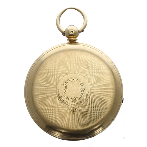 970 - John Poole, London - Victorian 18ct fusee lever hunter pocket watch, the free sprung gilt three quar... 