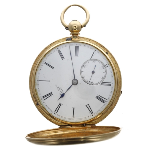 970 - John Poole, London - Victorian 18ct fusee lever hunter pocket watch, the free sprung gilt three quar... 