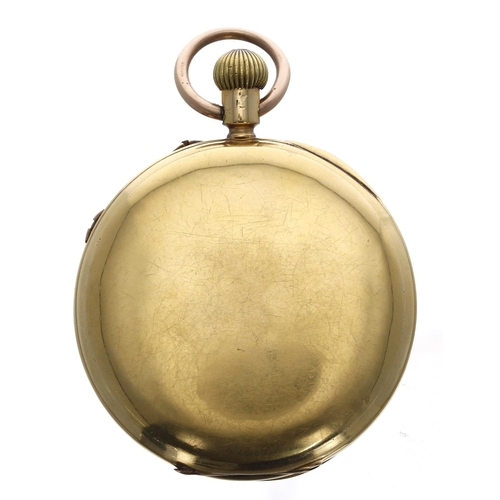 980 - Victorian 18ct Centre Second Chronograph lever pocket watch, Chester 1885, unsigned three quarter pl... 