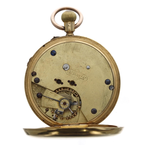 980 - Victorian 18ct Centre Second Chronograph lever pocket watch, Chester 1885, unsigned three quarter pl... 