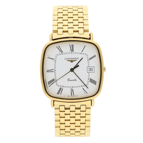 484 - Longines Quartz square cased gold plated and stainless steel gentleman's wristwatch, case no. 242817... 