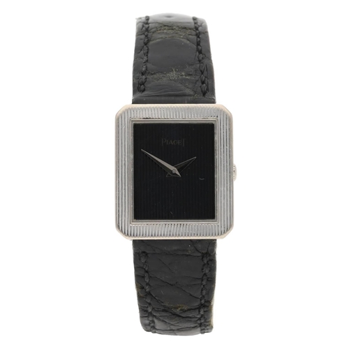 523 - Piaget 18ct white gold rectangular cased lady's wristwatch, reference no. 8354, case no. 515xxx, rec... 