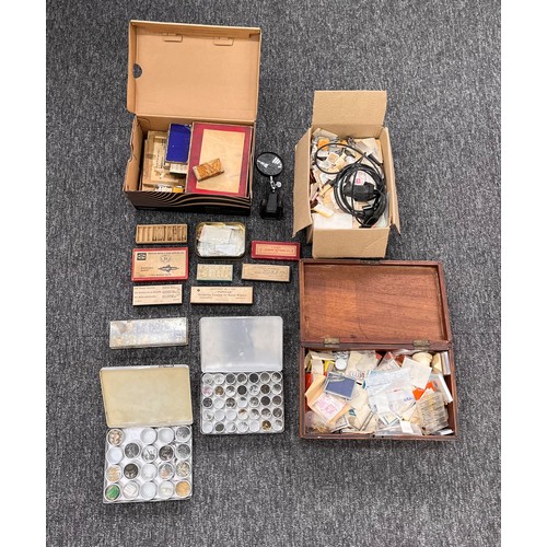 818 - Large quantity of watch parts and watch makers accessories to include hands, winding crowns, roller ... 