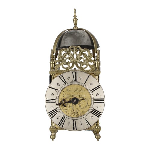 1333 - Good English brass hook and spike lantern clock, the 6.5