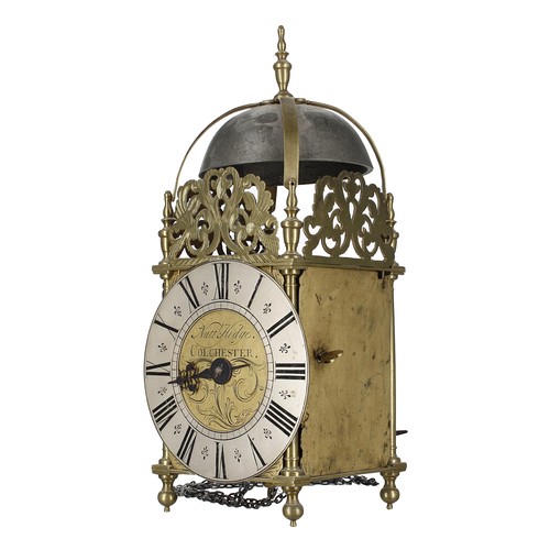 1333 - Good English brass hook and spike lantern clock, the 6.5