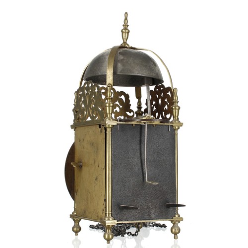 1333 - Good English brass hook and spike lantern clock, the 6.5