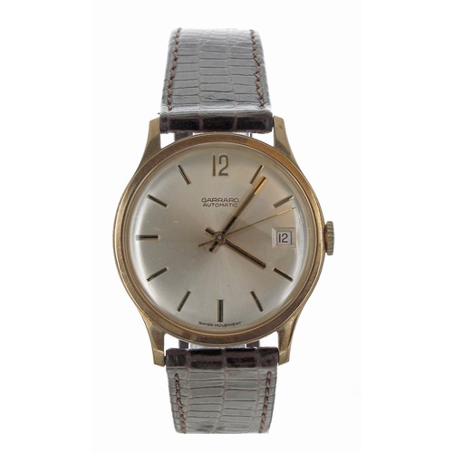 329 - Garrard 9ct automatic gentleman's wristwatch, London 1974, circular silvered dial with applied baton... 