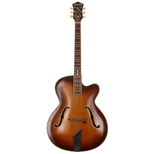 639 - 1960s Hofner President archtop guitar, made in Germany; Body: brunette finished maple back and sides... 