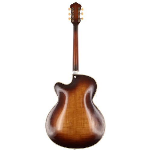 639 - 1960s Hofner President archtop guitar, made in Germany; Body: brunette finished maple back and sides... 