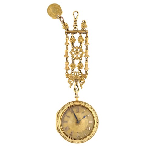 940 - Thomas Eastland, London - Fine English mid-18th century gold verge repoussé pair cased pocket watch,... 