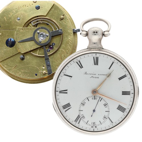 928 - Barwise, London - early 19th century English silver duplex pocket watch, London 1814, signed fusee m... 