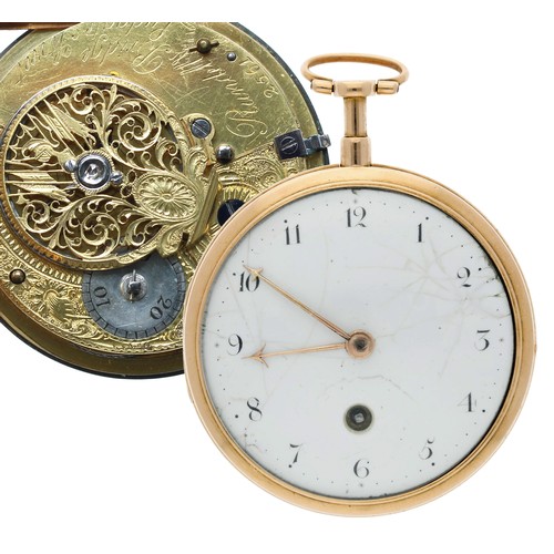 930 - Rundell & Bridge - early 19th century gold verge pocket watch, the fusee movement signed Rundell... 