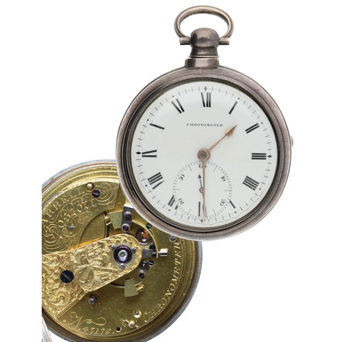 935 - Farrell, Gosport - George IV silver pair cased pocket chronometer, Birmingham 1828, signed  fusee mo... 