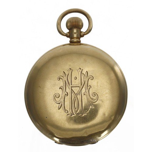 950 - George V 18ct lever hunter pocket watch, Birmingham 1912, unsigned 21 jewel adjusted movement, no. 3... 