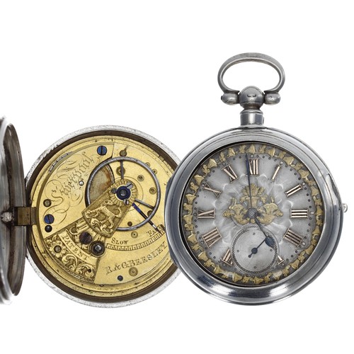 956 - R&G Beesley, Liverpool - Victorian silver fusee lever pocket watch, Birmingham 1894, signed move... 