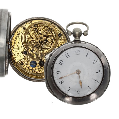 966 - Richards, London - George III silver pair cased verge pocket watch, London 1818, signed fusee moveme... 