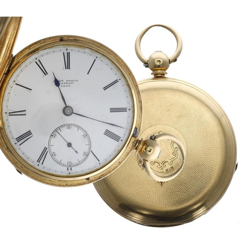 970 - John Poole, London - Victorian 18ct fusee lever hunter pocket watch, the free sprung gilt three quar... 