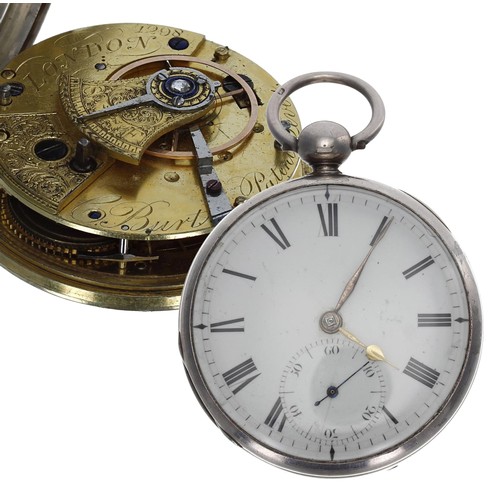 988 - Burt, London - William IV silver rack lever pocket watch, London 1833, the movement signed Burt, Lon... 