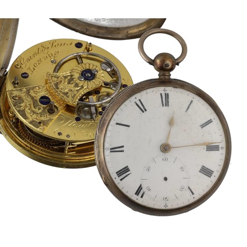 998 - Grant & Sons, London - mid-19th century silver fusee rack lever pocket watch, Dublin 1862, signe... 