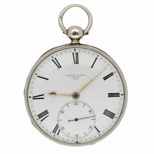 1011 - Arnold & Dent, London - silver fusee lever pocket watch, London 1836,  three quarter plate movem... 