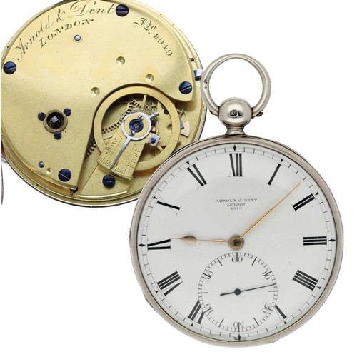 1011 - Arnold & Dent, London - silver fusee lever pocket watch, London 1836,  three quarter plate movem... 