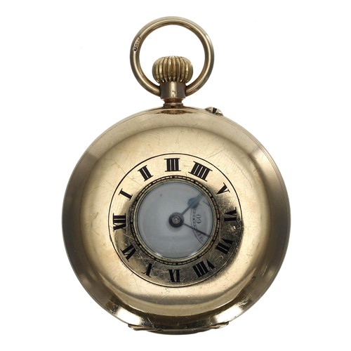 1033 - George V 9ct half hunter pocket watch, Birmingham 1924, unsigned three quarter plate movement, no. 3... 