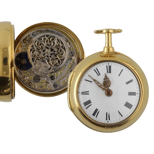 1043 - Finch & Bradley, Halifax - fine 18th century gilt pair cased verge pocket watch, the movement wi... 