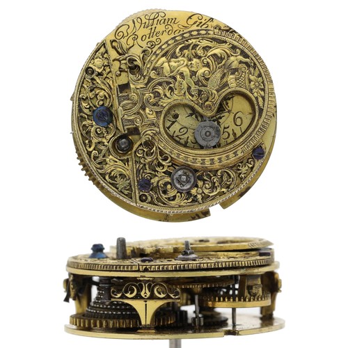 161 - William Gib, Rotterdam - Dutch 18th century 'mock pendulum' verge pocket watch movement, signed fuse... 