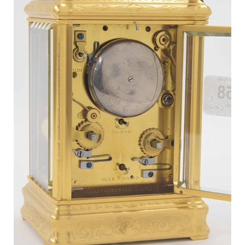 1258 - Fine Grande Sonnerie repeater carriage clock with alarm, the movement back plate stamped Klaftenberg... 