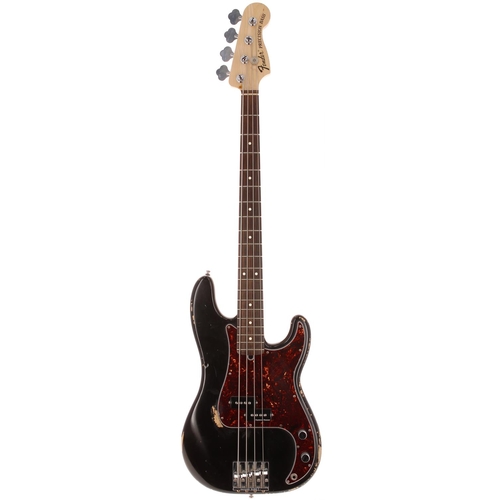 364 - 2008 Fender Highway One Precision Bass guitar, made in USA; Body: black finish, heavy buckle marks a... 