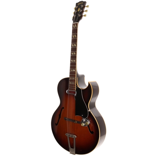 438 - 1955 Gibson Custom L-4c archtop guitar, made in USA; Body: sunburst finish, repaired crack to top be... 