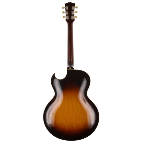 438 - 1955 Gibson Custom L-4c archtop guitar, made in USA; Body: sunburst finish, repaired crack to top be... 