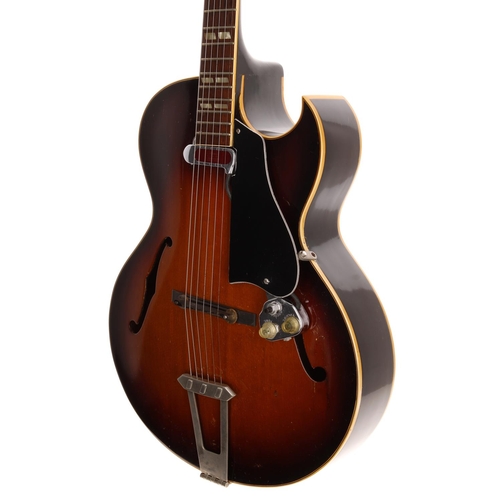 438 - 1955 Gibson Custom L-4c archtop guitar, made in USA; Body: sunburst finish, repaired crack to top be... 