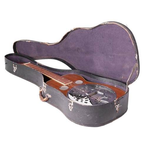 655 - 1929 Dobro Model 85 resonator guitar, made in USA; Body: natural mahogany, checking and light scratc... 