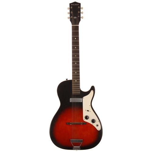 675 - Holiday by Harmony Stratotone electric guitar, made in USA, circa 1965; Body: red burst finish, fadi... 