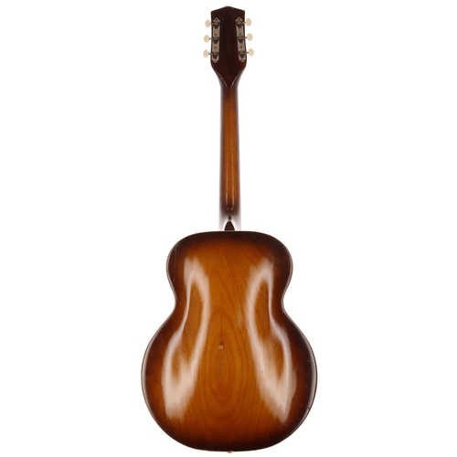 676 - 1950s Harmony Broadway archtop guitar, made in USA; Body: tobacco sunburst finish, buckle marks to b... 