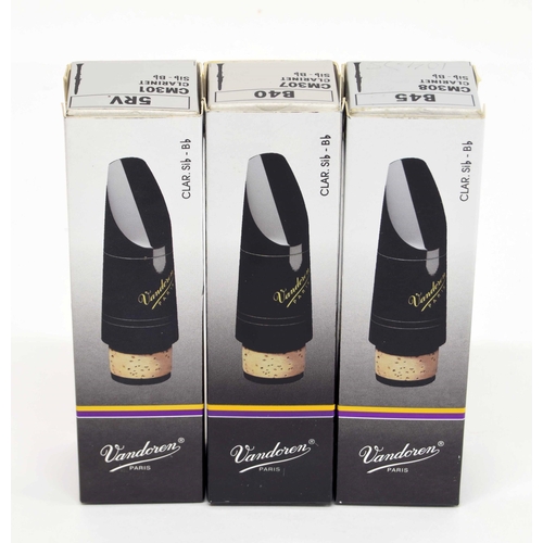 1832 - Three Vandoren clarinet mouthpieces, B40, B45 and 5RV, boxed and unused (3)